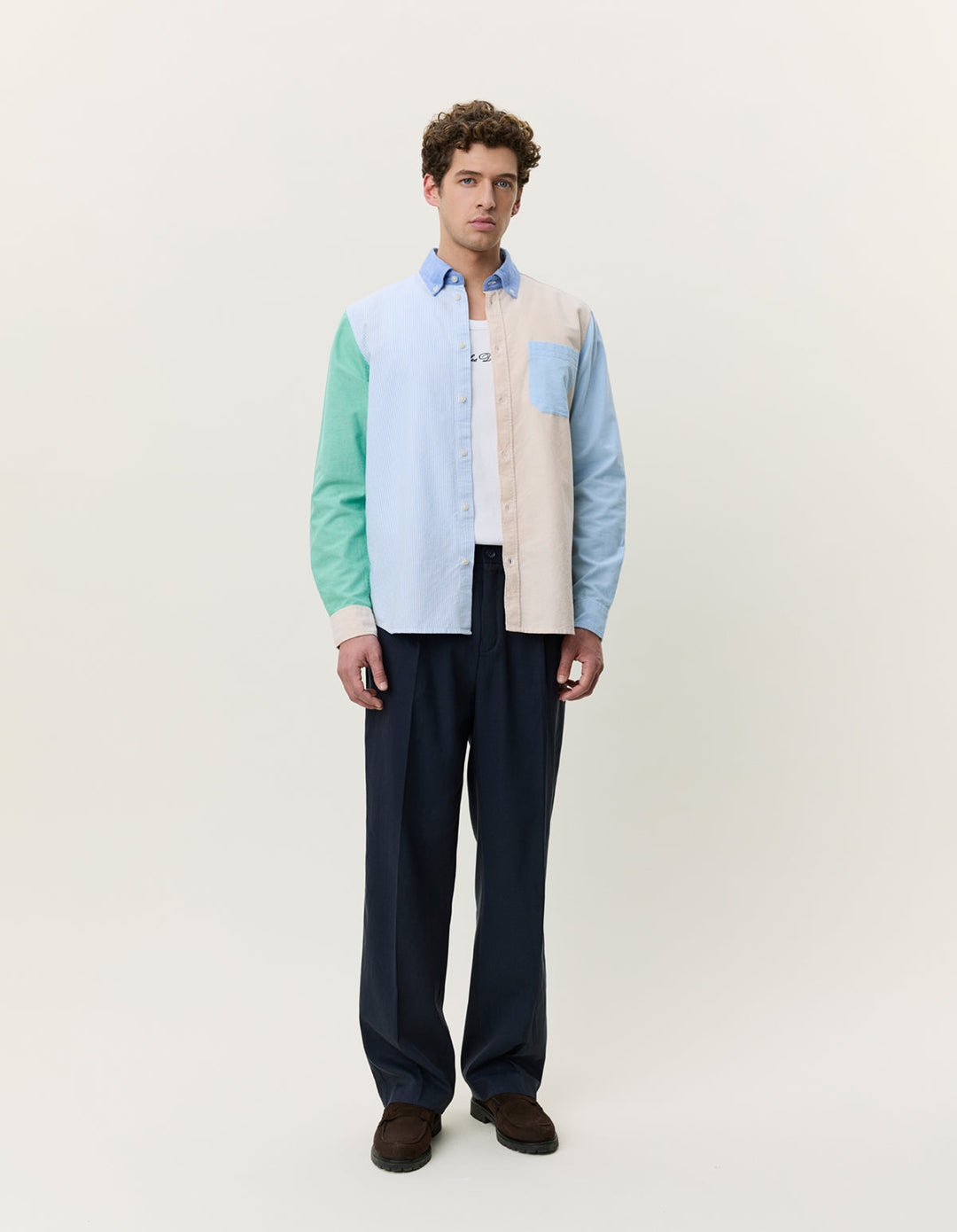 Oxford Patchwork Shirt Skyway Blue – lifestyle