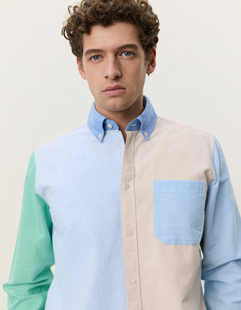 Oxford Patchwork Shirt Skyway Blue – lifestyle 2