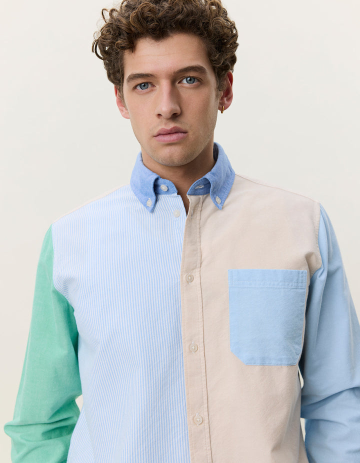 Oxford Patchwork Shirt Skyway Blue – lifestyle 2