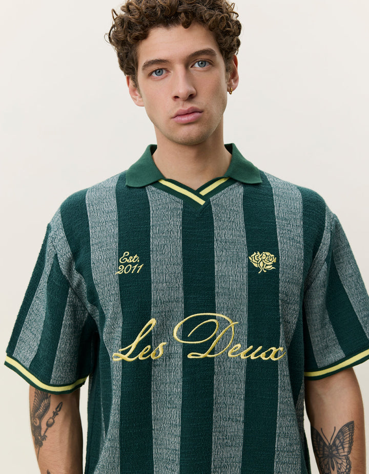 Stripe Jacquard Football Jersey Pine Green – lifestyle 2