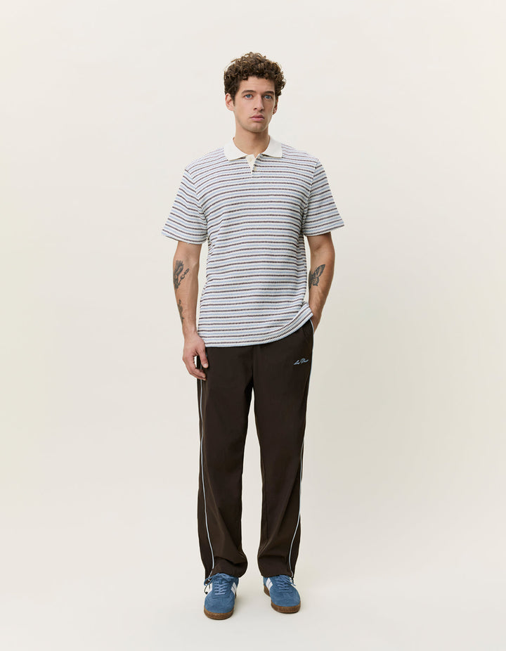 Knitted Stripe Polo Eggnog White – lifestyle