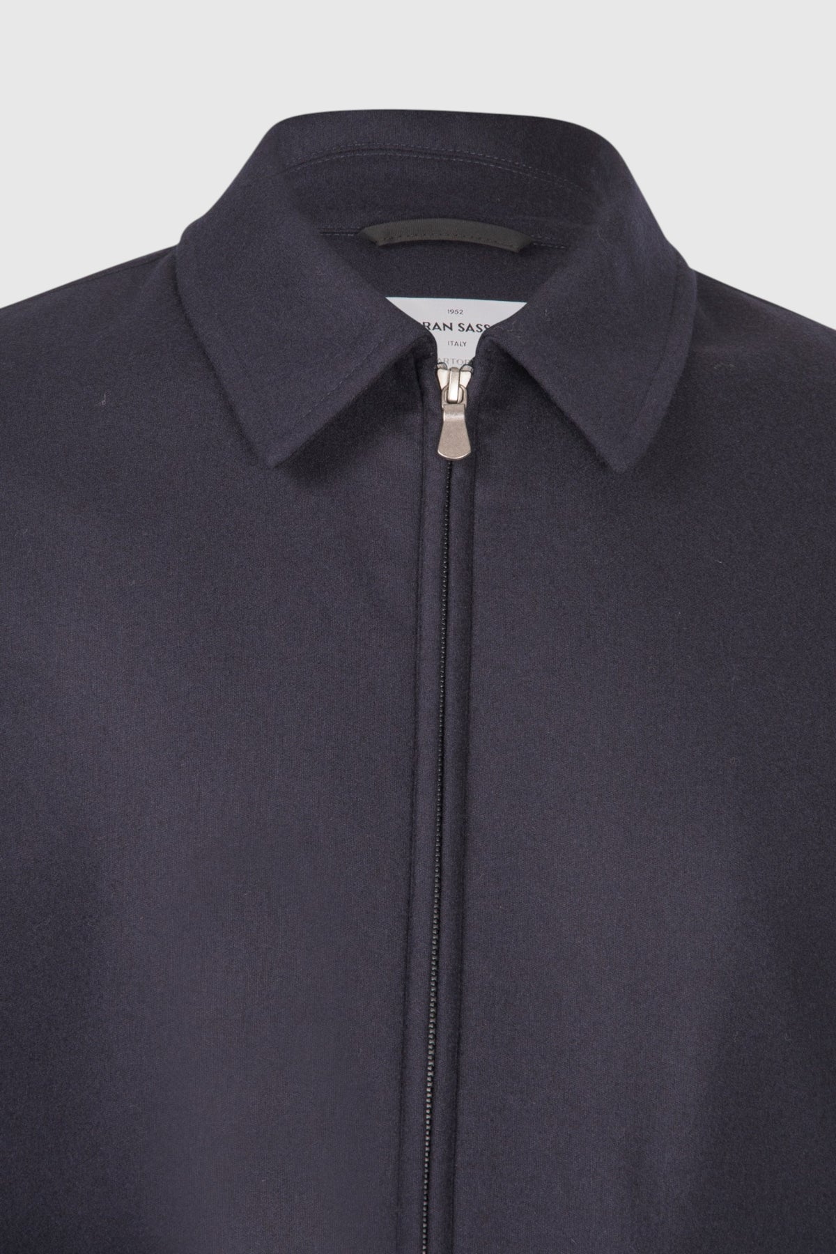 Virgin Wool Zip Jacket Navy detalj