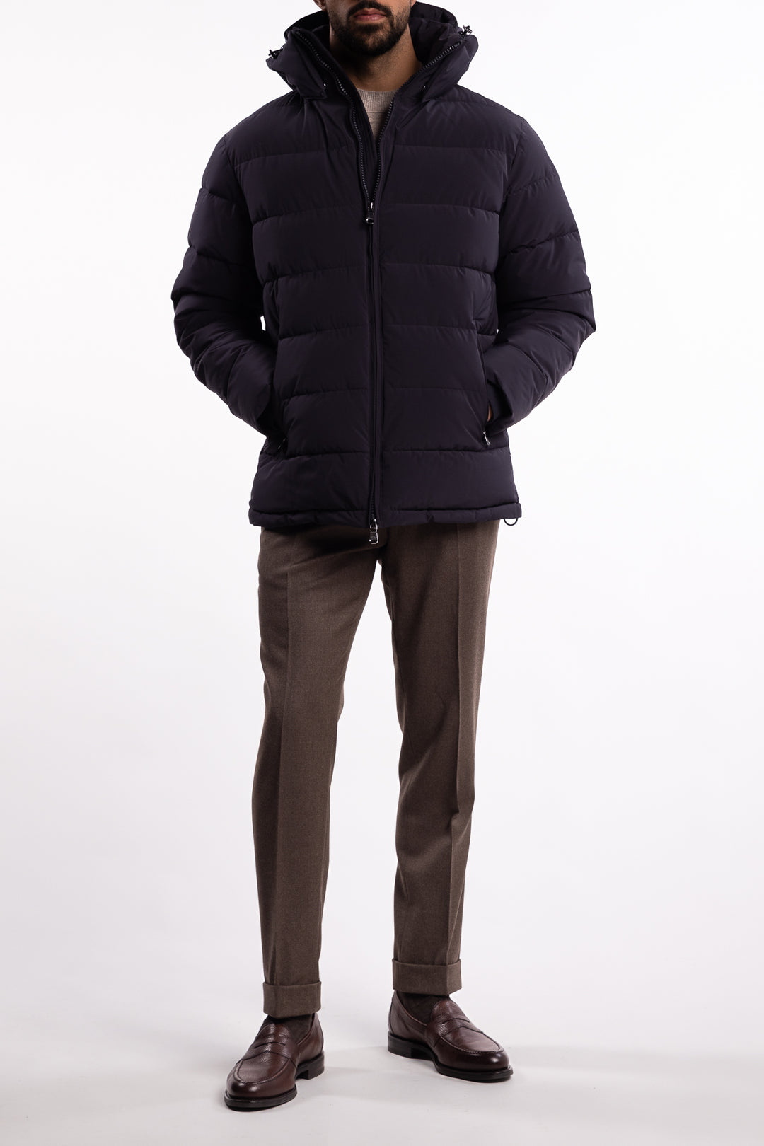 Hooded Puffer Jacket Dark Blue