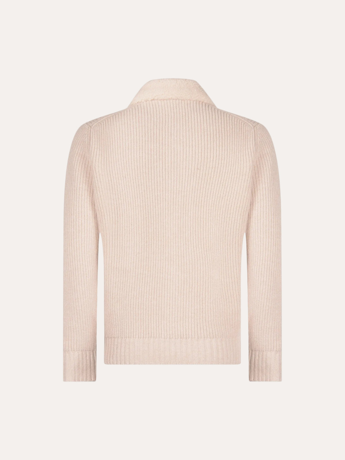Full Zip Rib With Fox Lamb Collar Beige – rygg