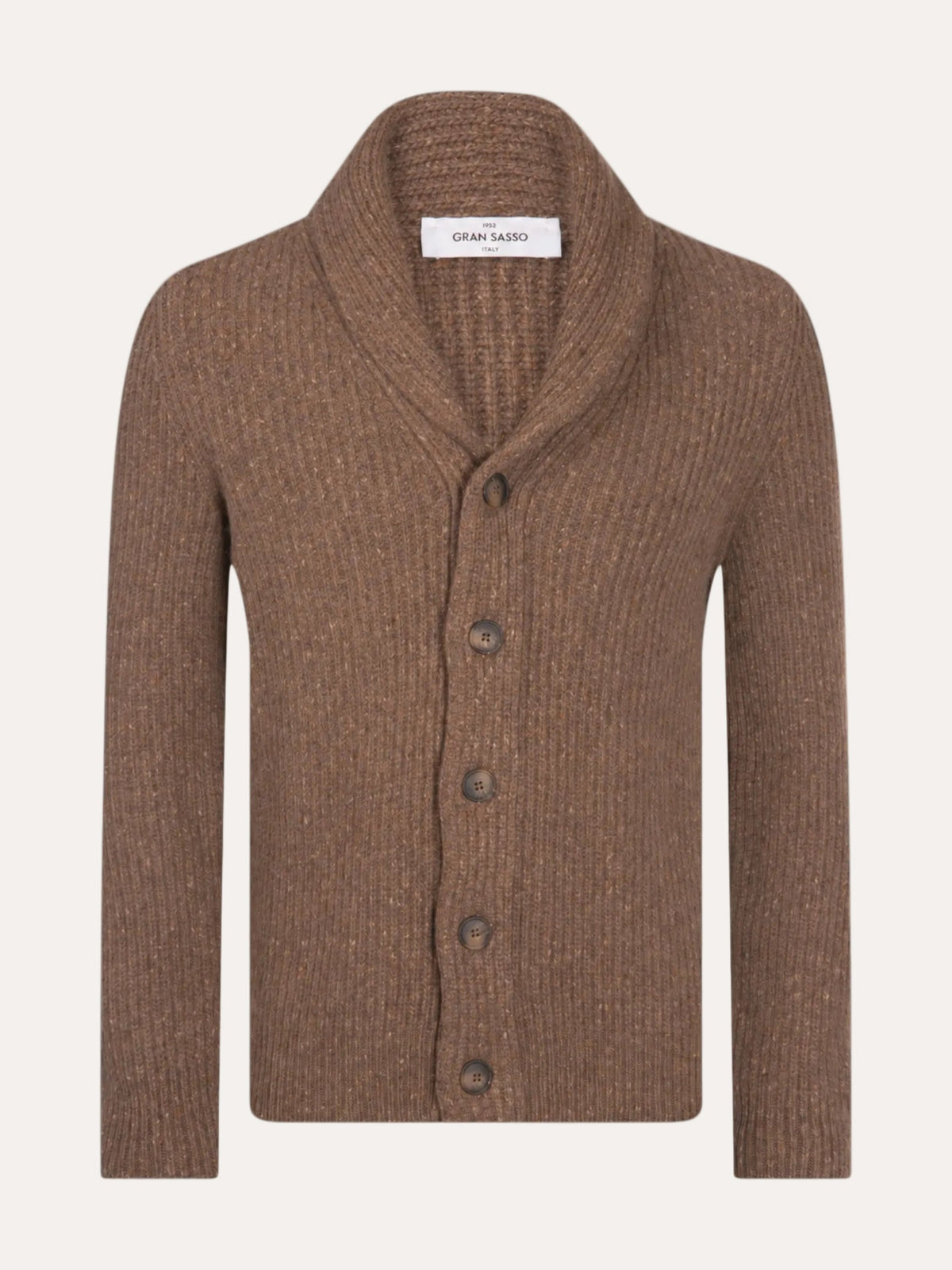 Virgin Wool/Cashmere Cardigan Brown - packshot front