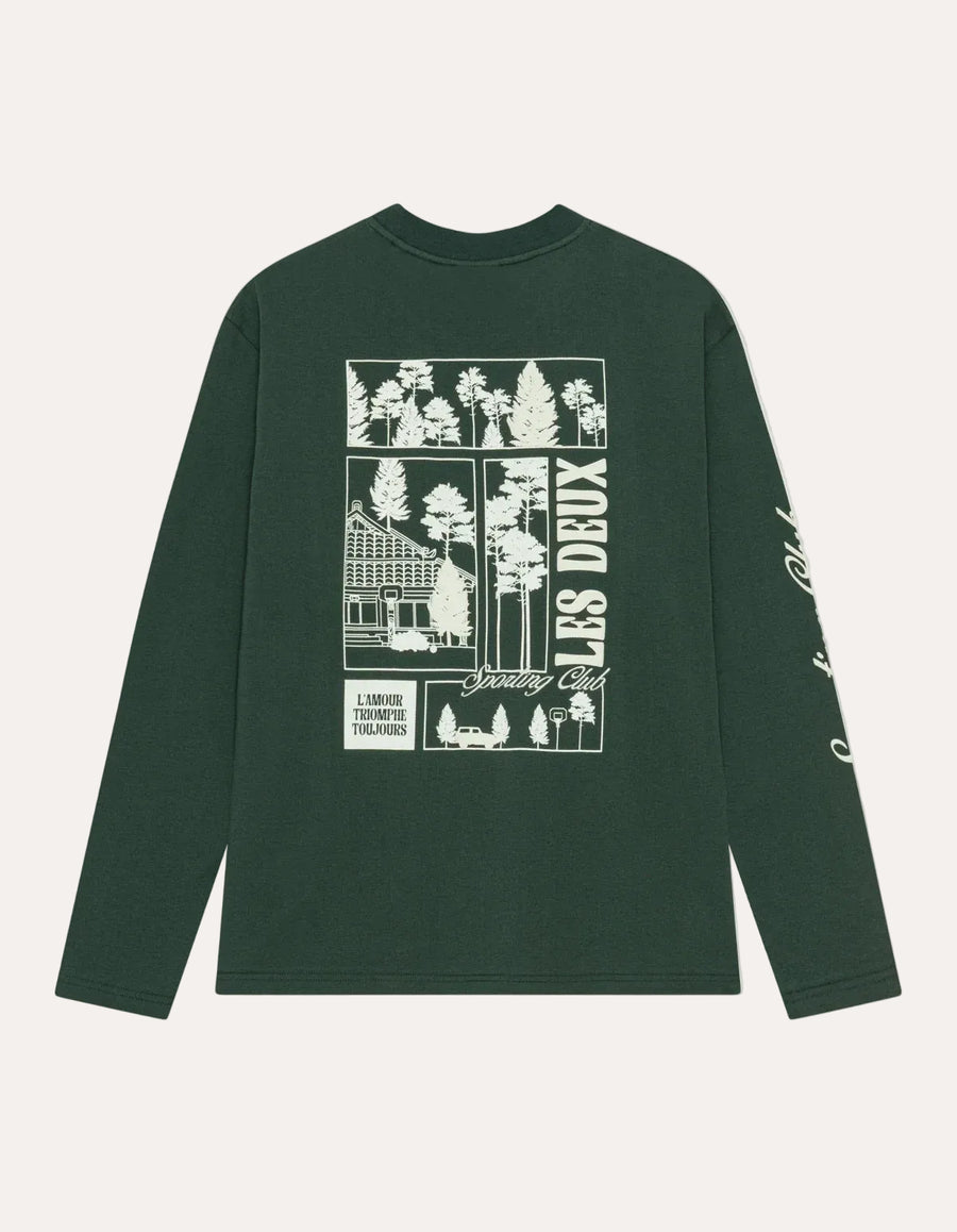 Woods LS T-Shirt Darkest Spruce Green - packshot bak