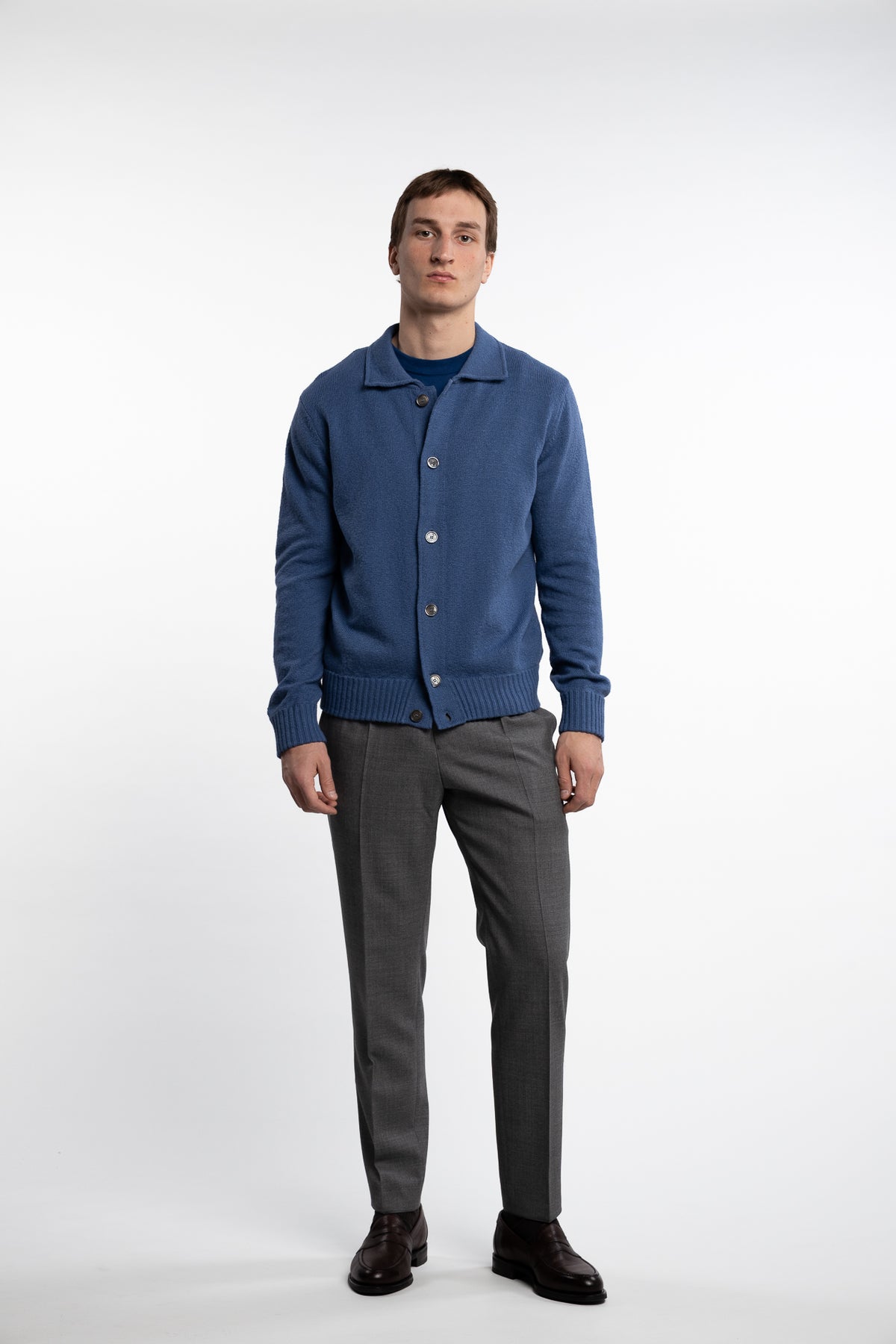 Knitted Cotton Cardigan Cobalto