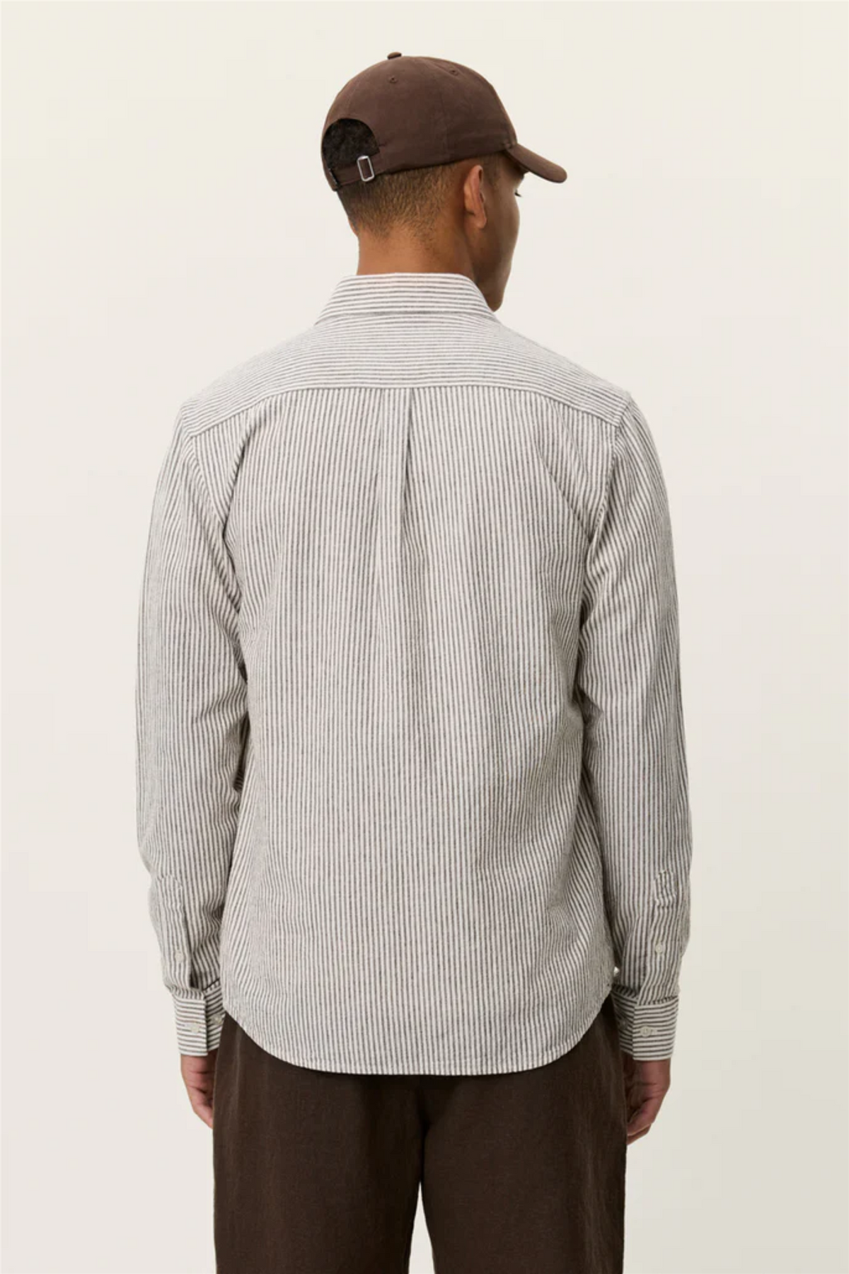 Konrad Stripe Cotton Linen Shirt Teak Brown