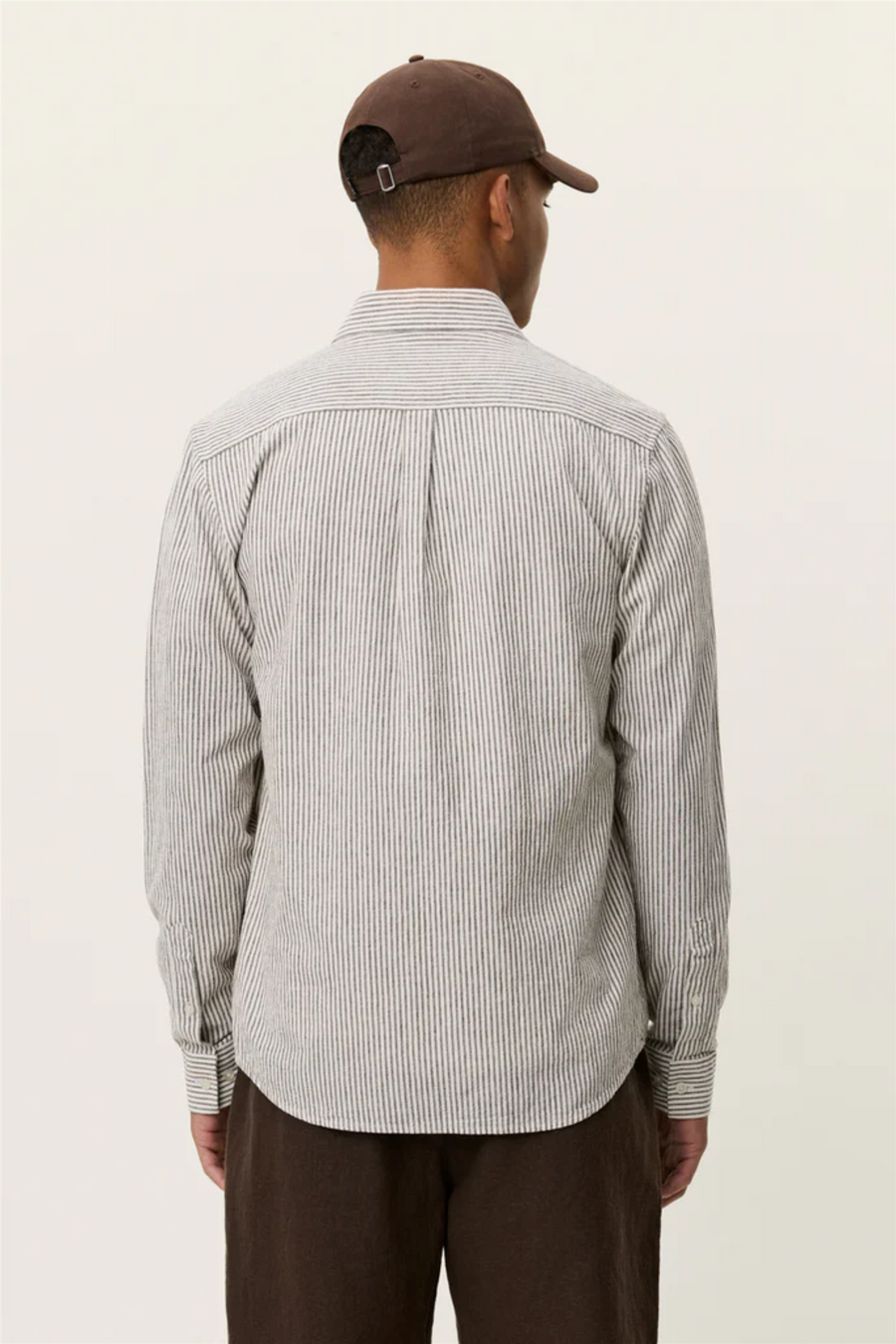 Konrad Stripe Cotton Linen Shirt Teak Brown