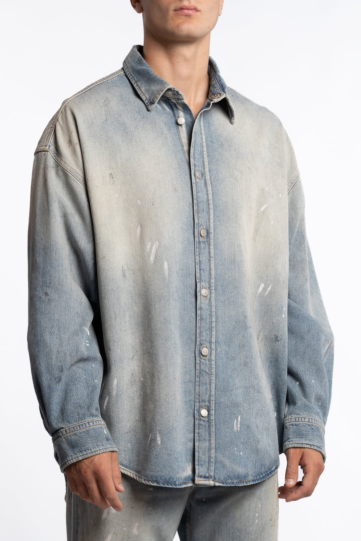 Loose Fit Denim Shirt Light Blue