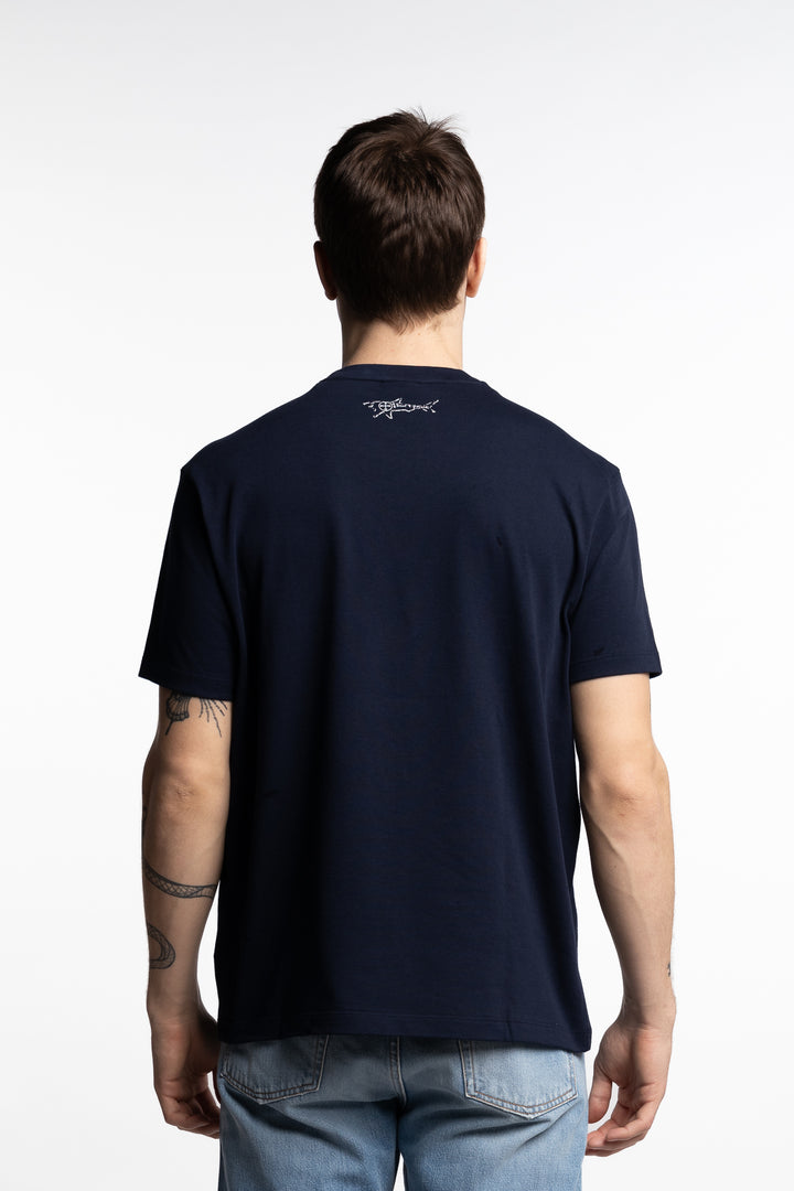 Printed Logo Cotton Jersey T-Shirt Navy