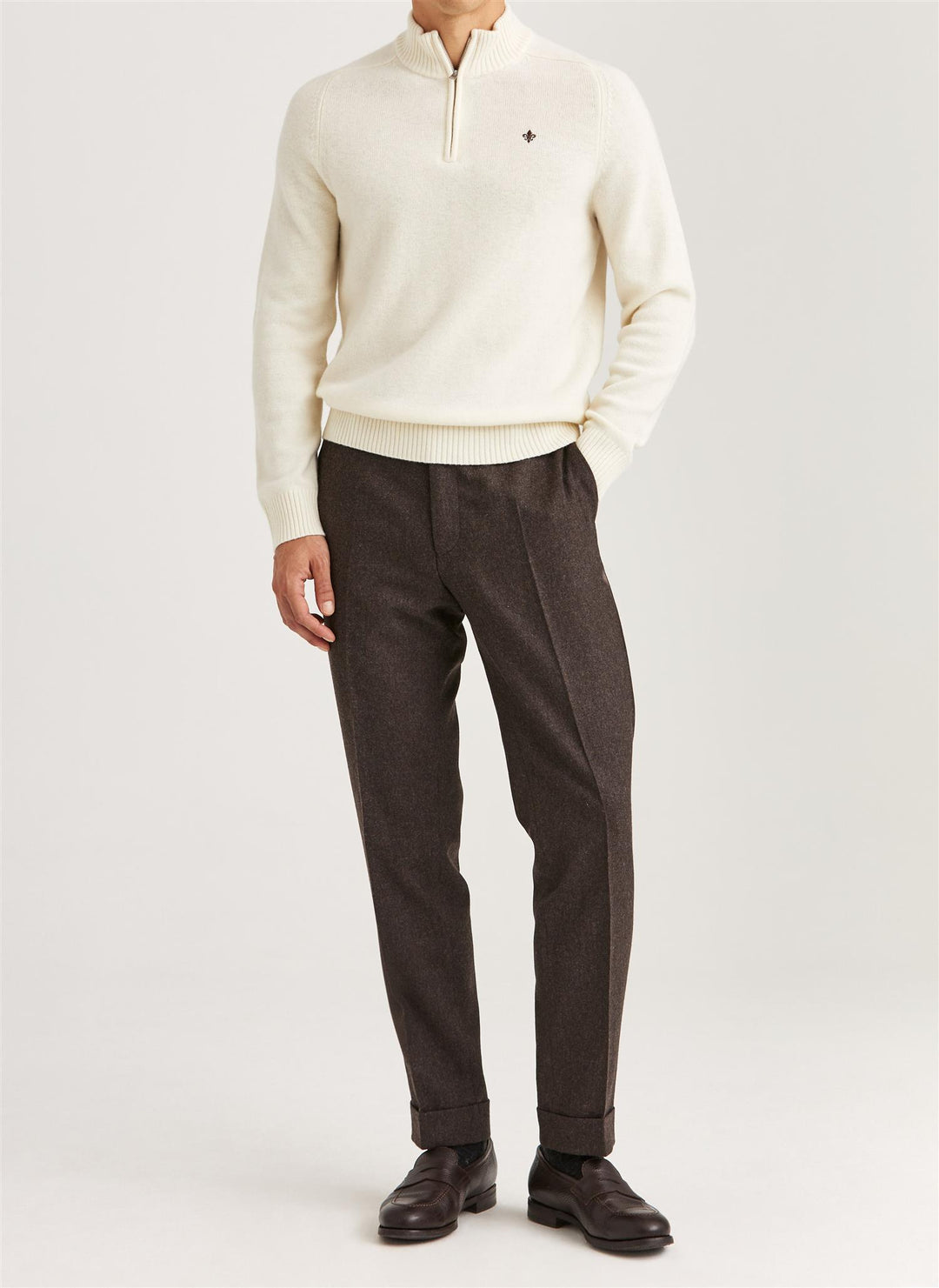 New Hertford Merino Half Zip Off-White