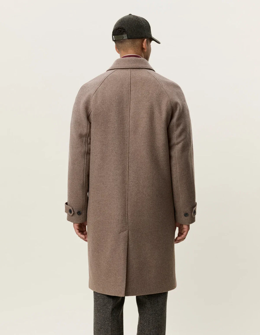 Solid Wool Coat Dark Sand Melange - modellbilde