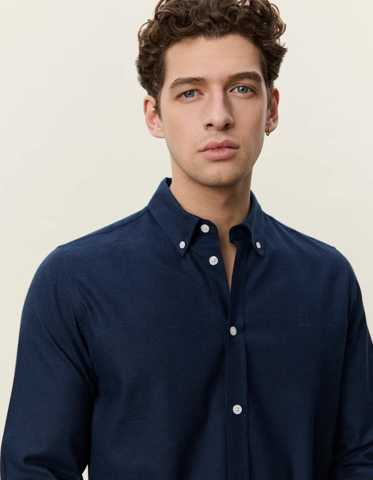 Soft Flannel Shirt Dark Navy - modellbilde
