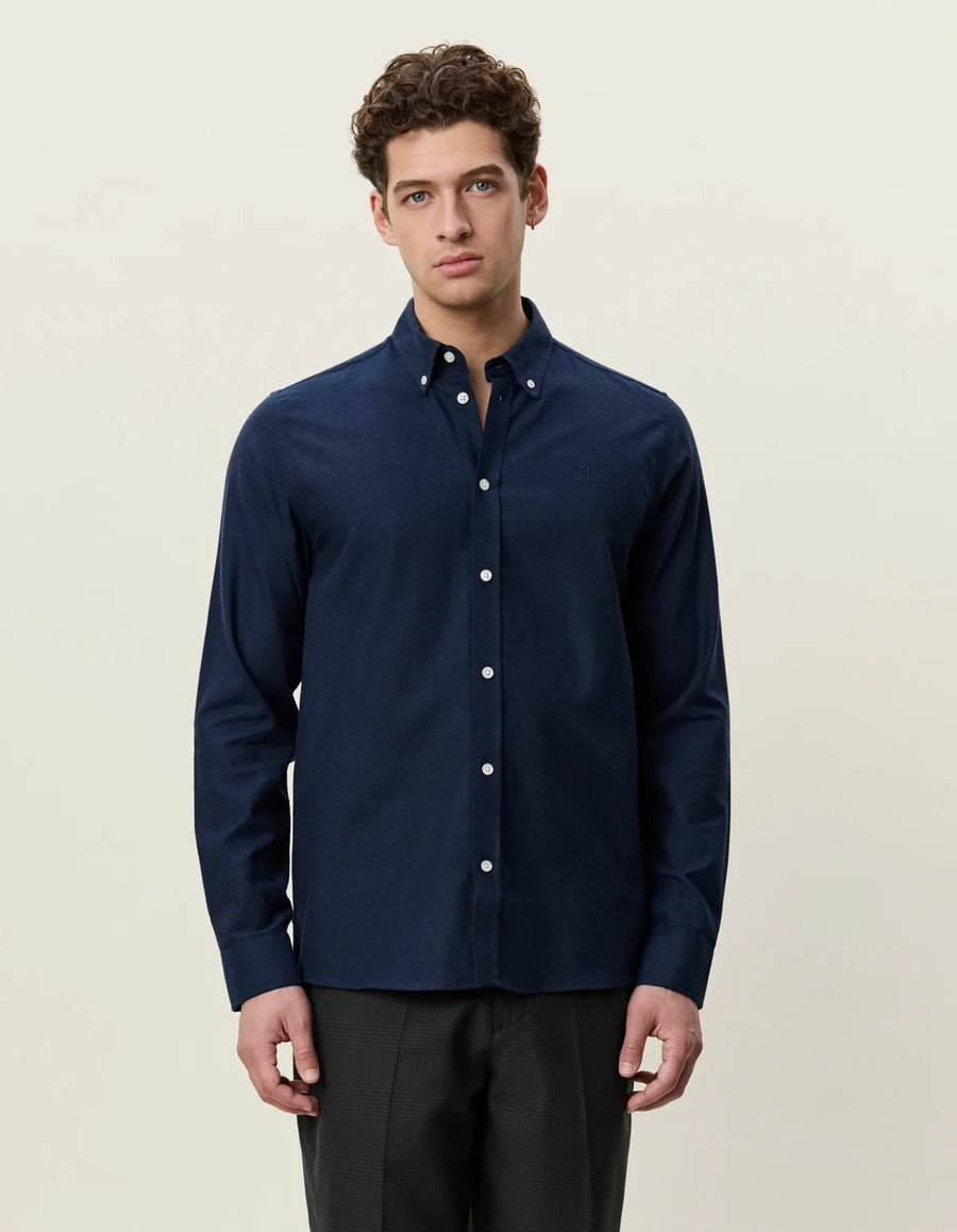 Soft Flannel Shirt Dark Navy - modellbilde