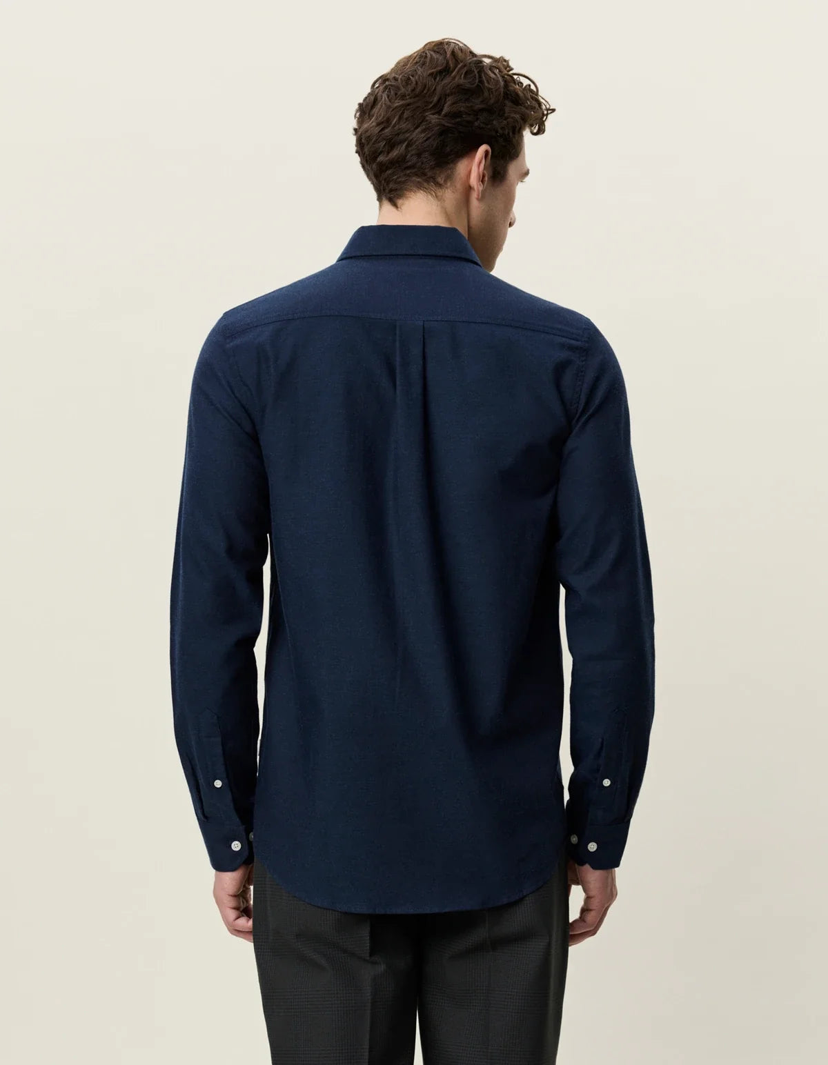 Soft Flannel Shirt Dark Navy - modellbilde