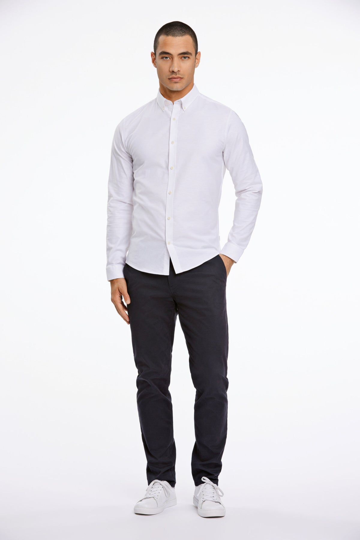 Oxford Superflex Shirt L/S White - modellbilde