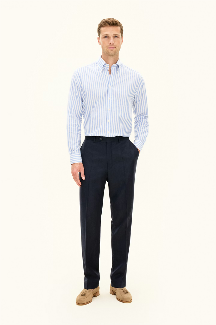 Del Regular Fit Wool/Linen Trousers Navy