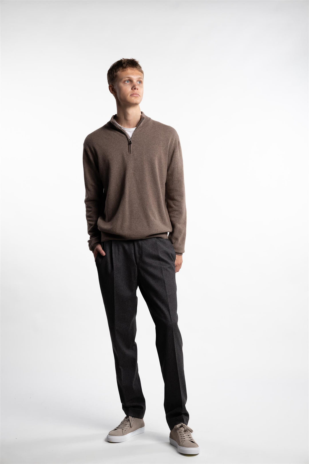 Patton Half Zip Walnut Beige