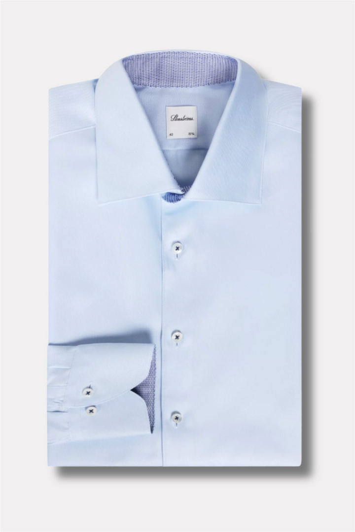 Slimline Light Blue Twill Contrast