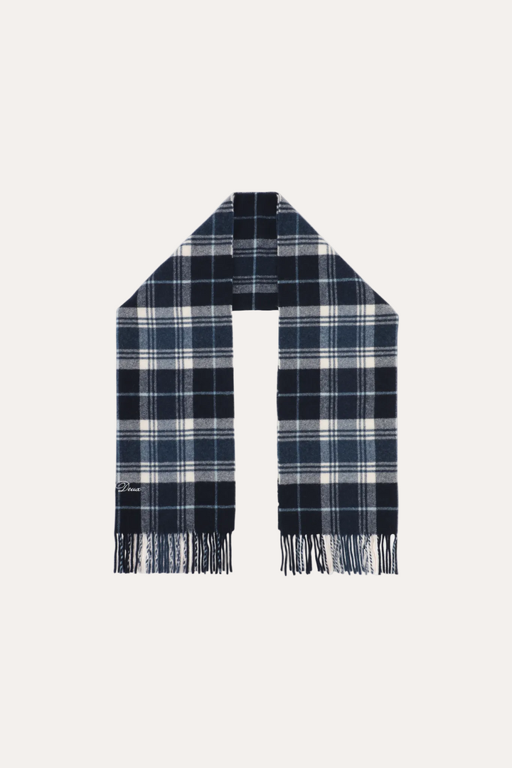 Signature Check Scarf Dark Navy – Les Deux