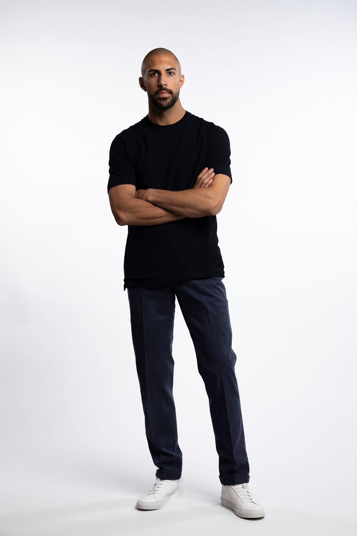 Cotton/Silk Chinos Navy