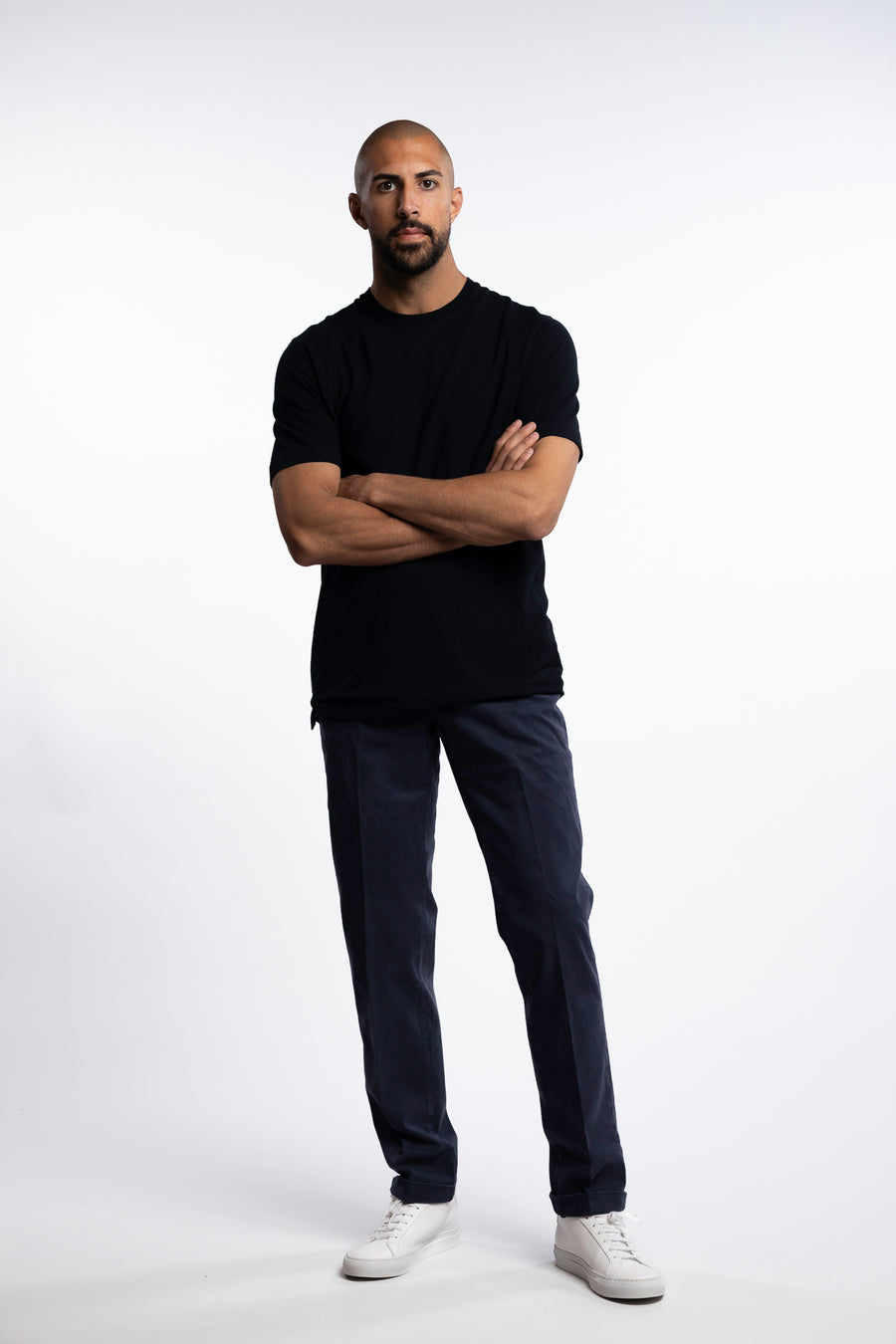 Cotton/Silk Chinos Navy