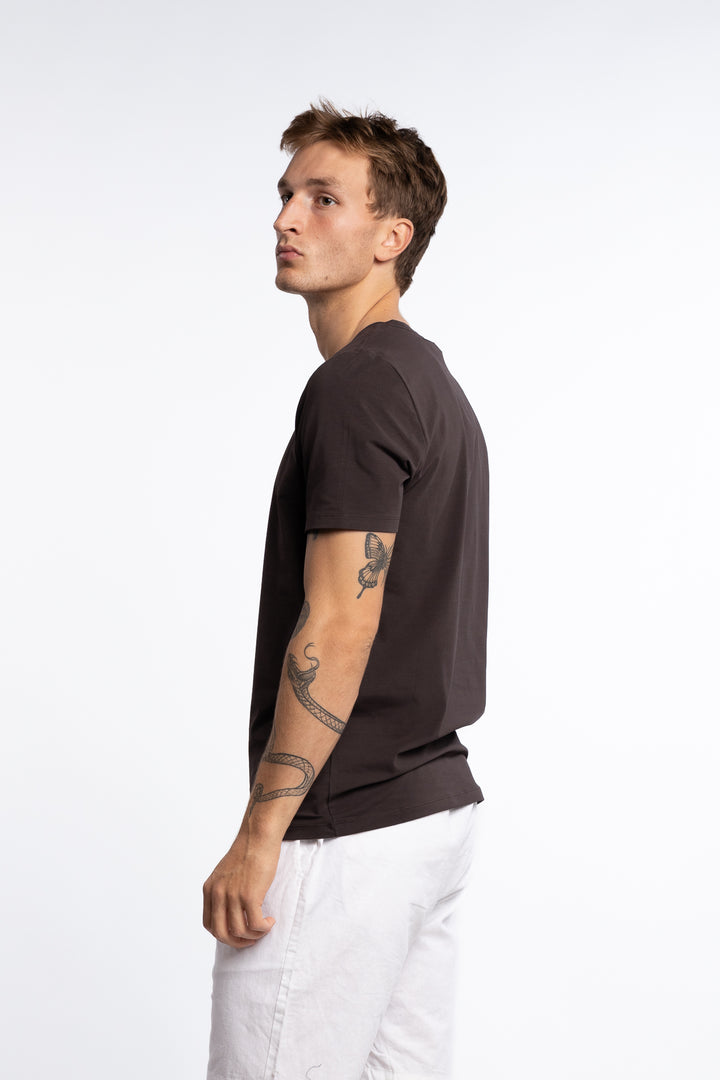 Kyran Cotton Stretch Slim Fit T-Shirt Brown Elk