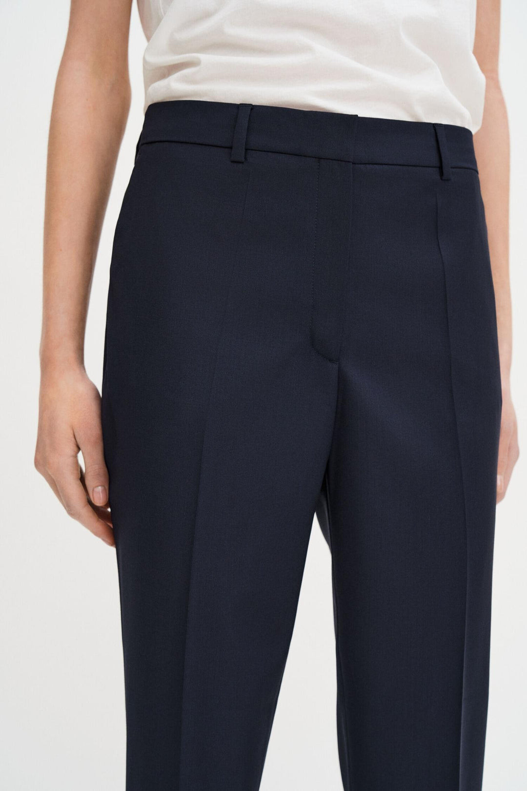 Emma Cropped Cool Wool Trousers- Dark Navy