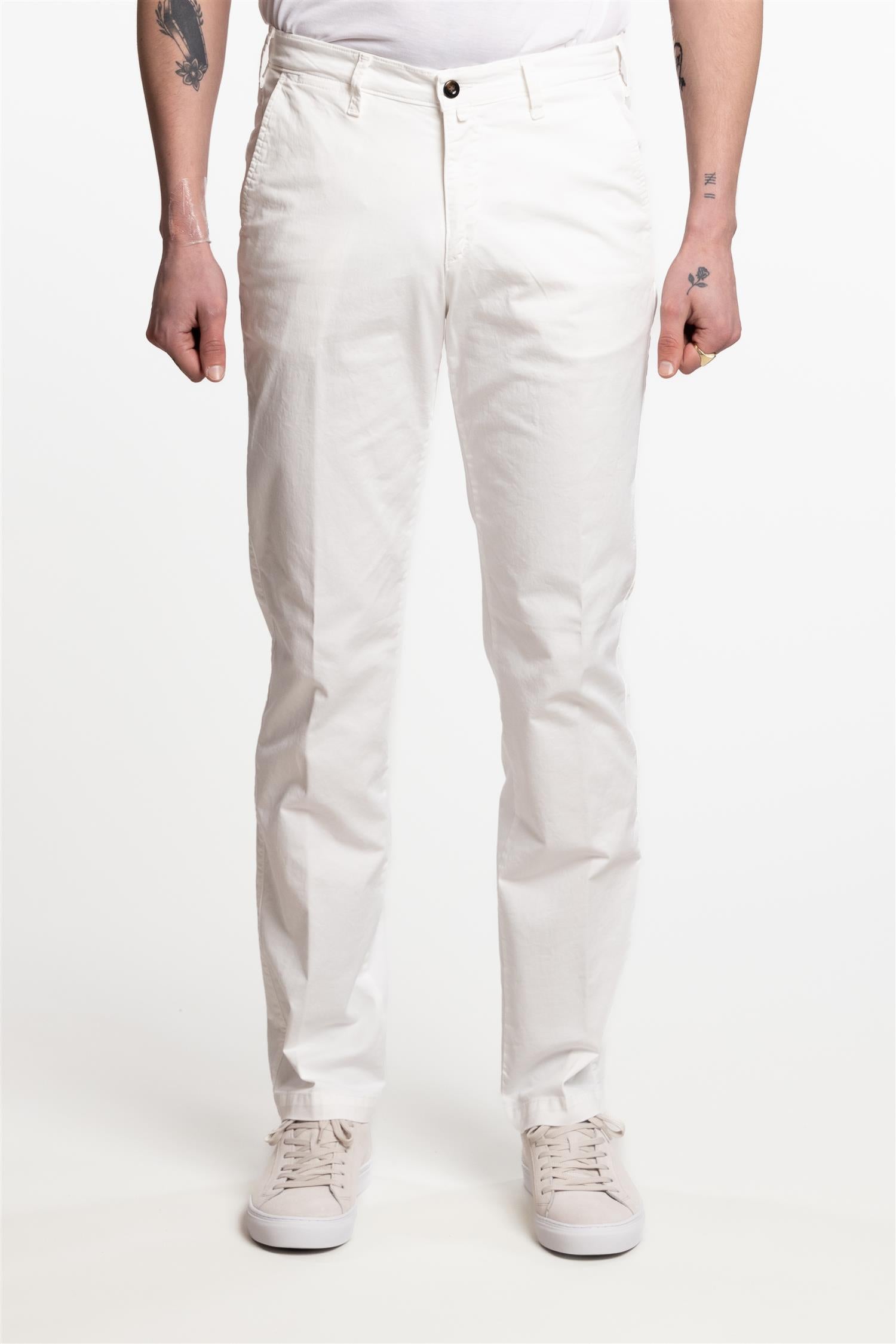 Bari Slim Fit Cotton Linen Pant White