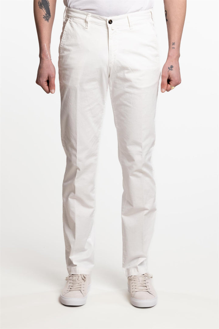 Bari Slim Fit Cotton/Linen Pant White