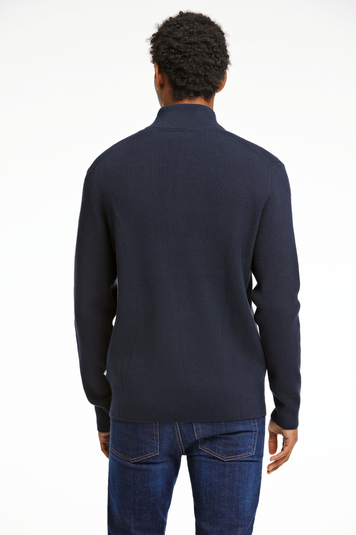 Knitted Zip Cardigan Navy