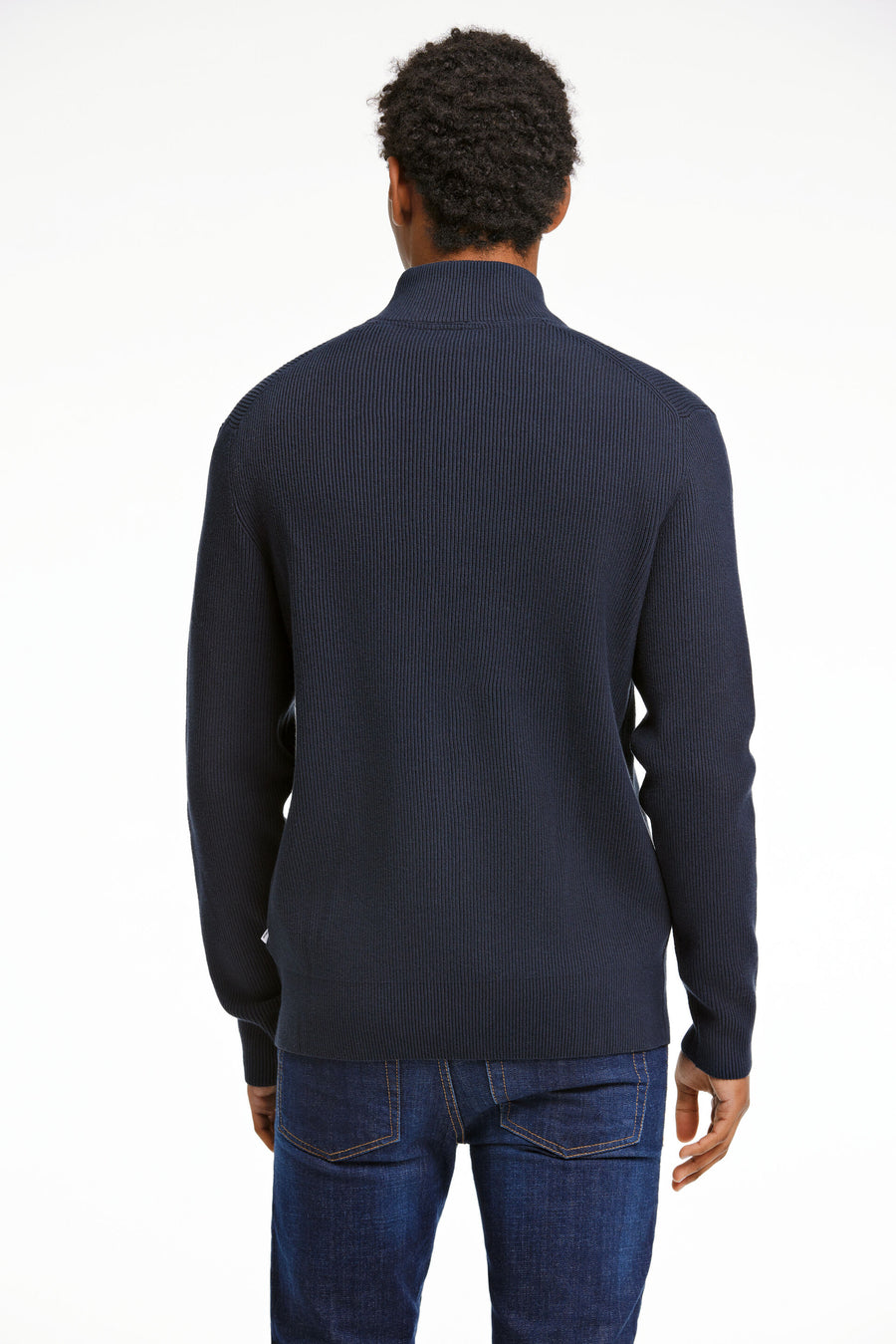 Knitted Zip Cardigan Navy