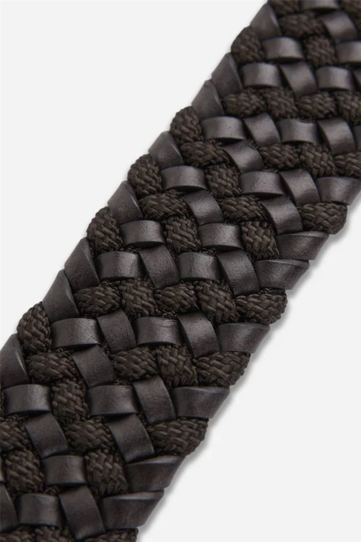 Elastic Leather Belt Dark Brown/Black