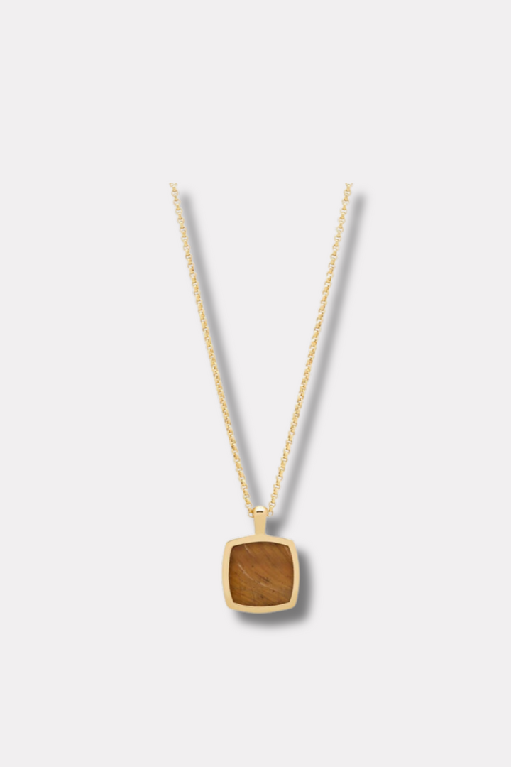 Cushion Pendant Tiger Eye Gold