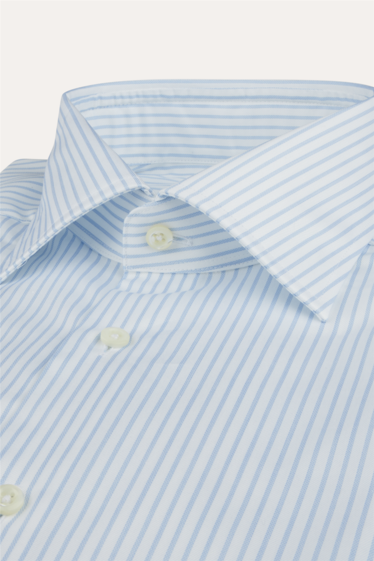 Regular Pinstriped Twill Shirt French Cuffs Light Blue