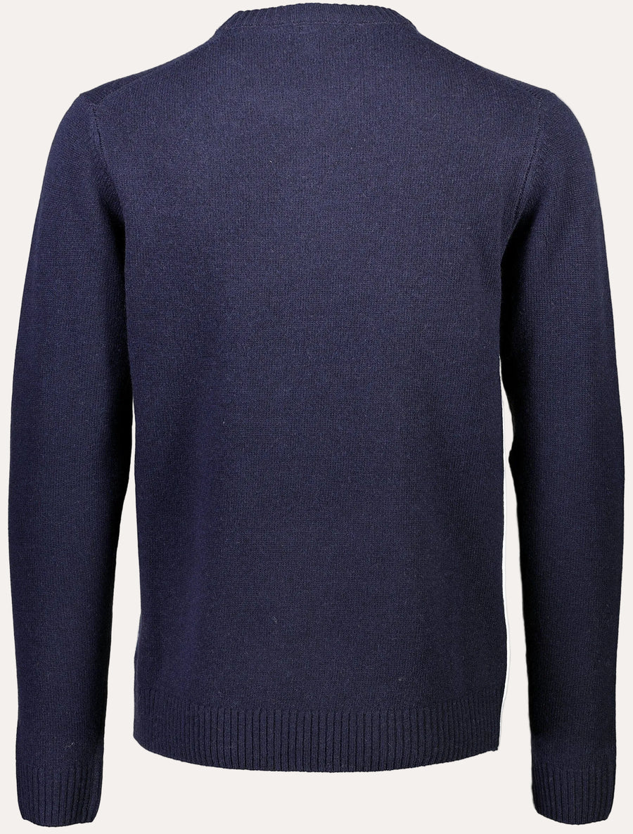 Lambswool O-Neck Knit Navy - packshot bakside