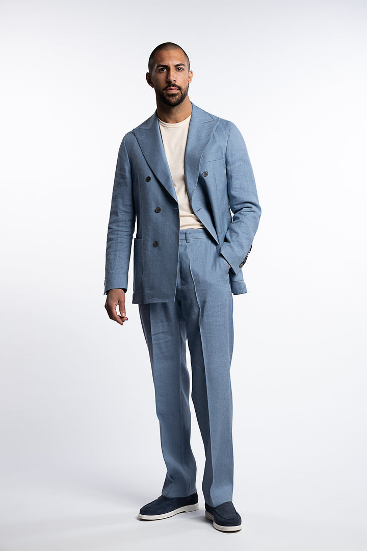 Farris Linen Patch Soft Blazer Smog Blue