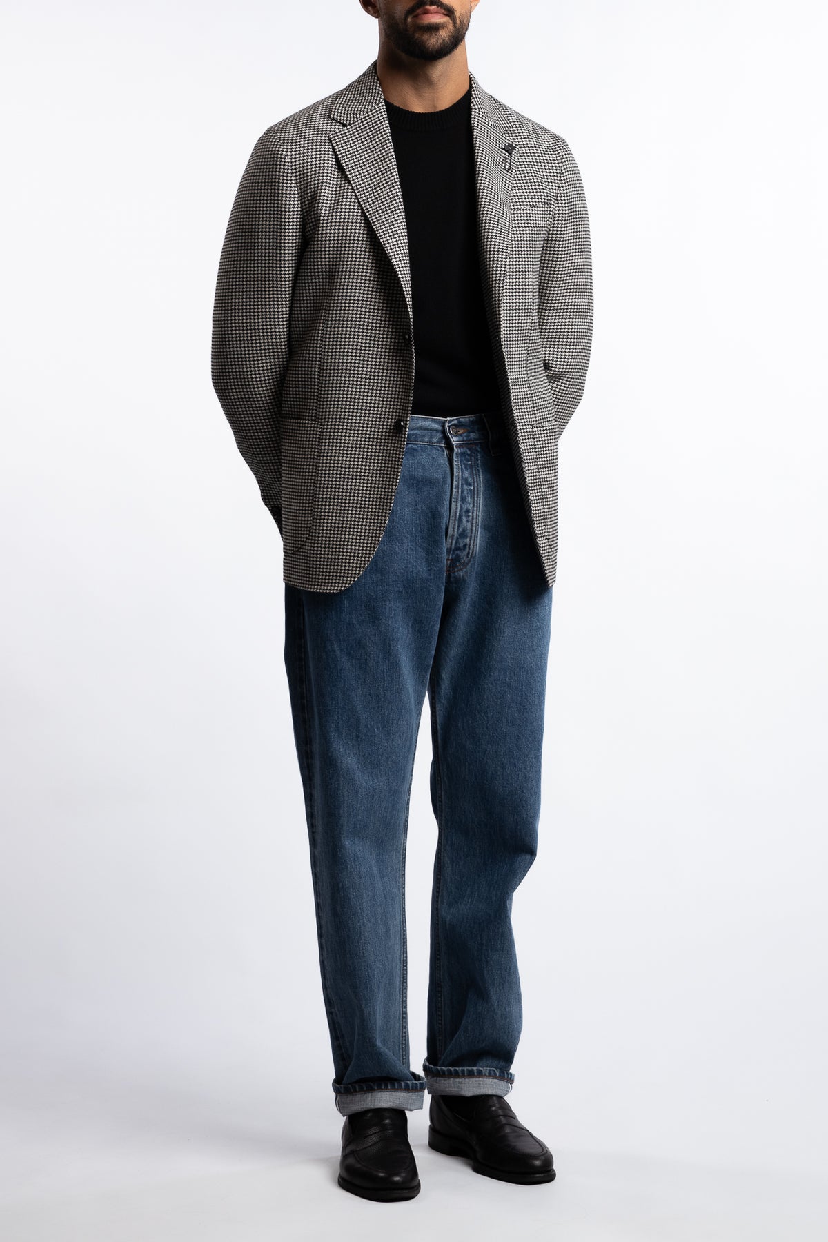 Roma Wool Regular Fit Blazer Black/White Houndstooth