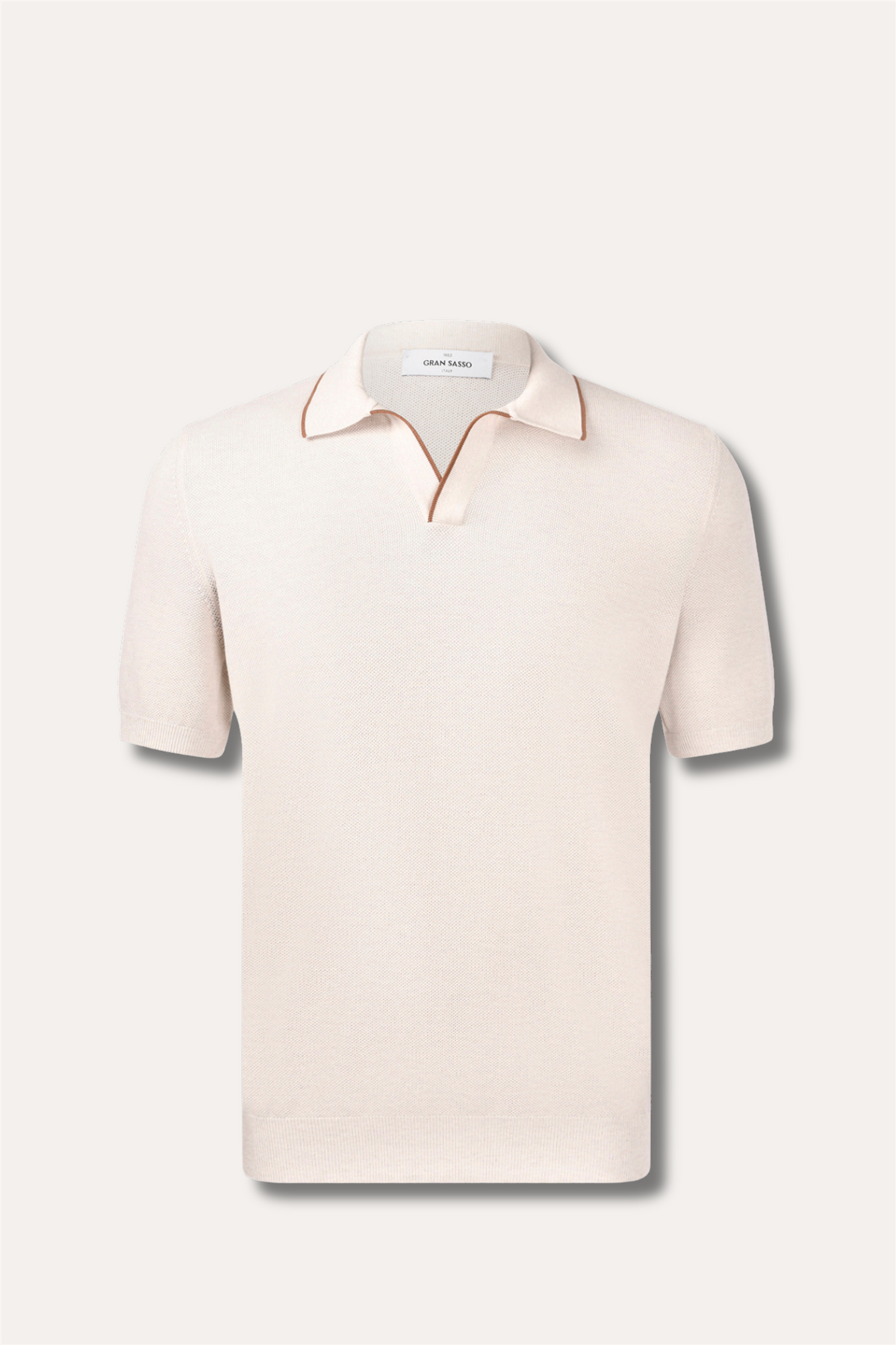 Skipper Knit Polo Rice Stitch Beige/Brown