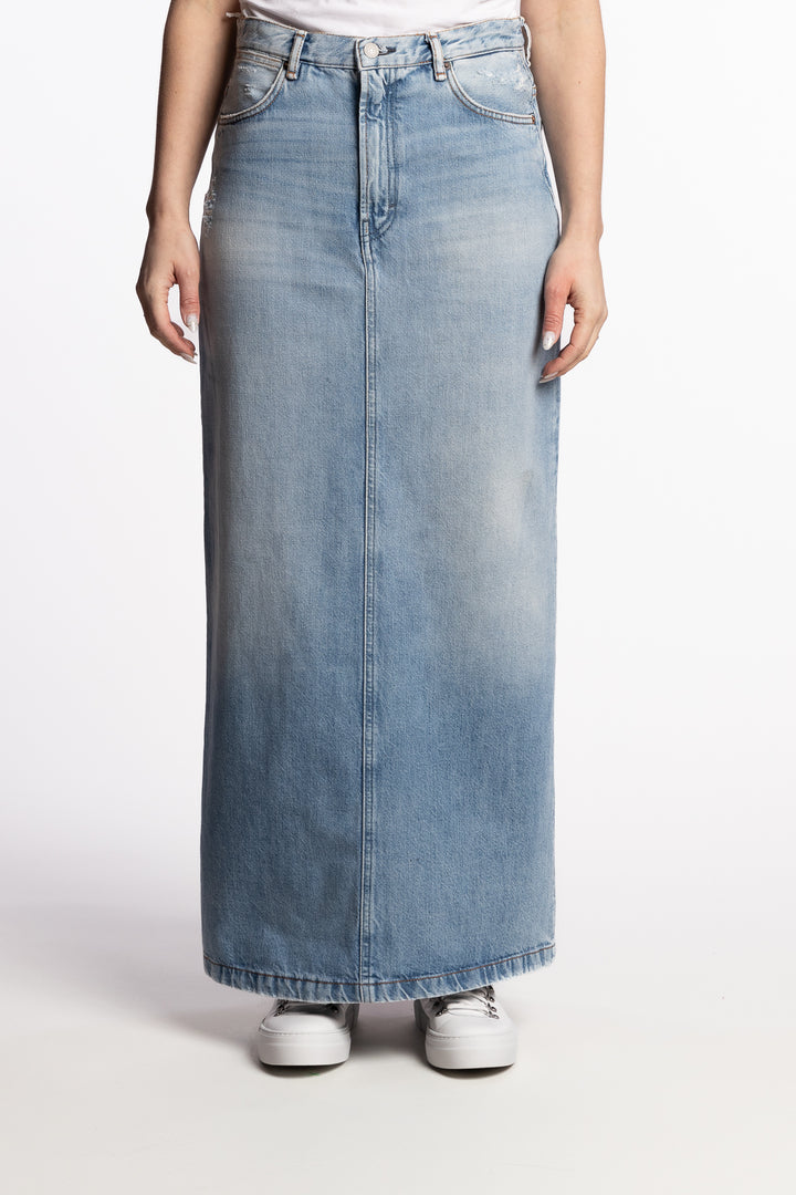 Mid-length Denim skirt- Light Blue