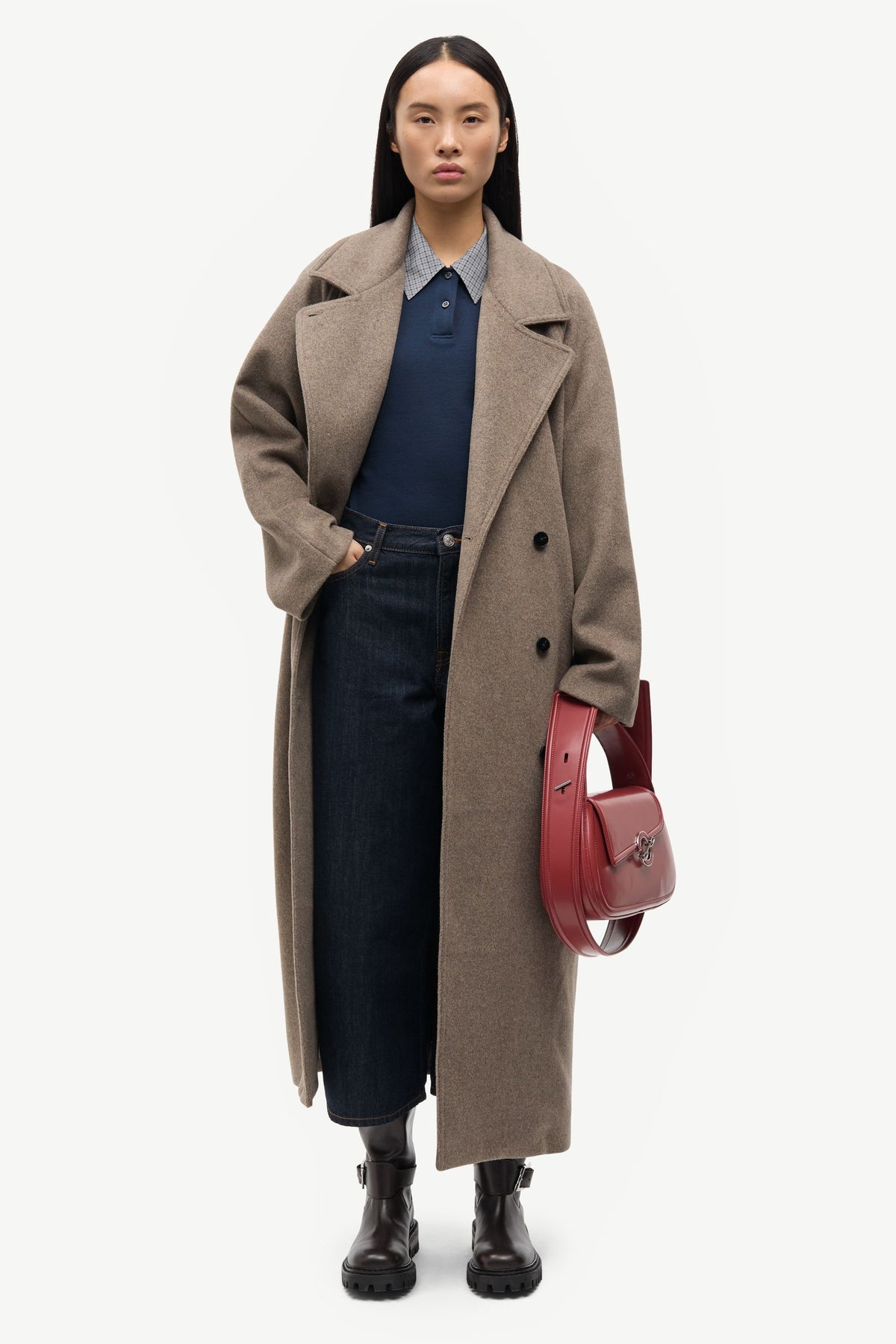 Sahannen Coat - 16269 Lead Gray Mel. - modellbilde forfra