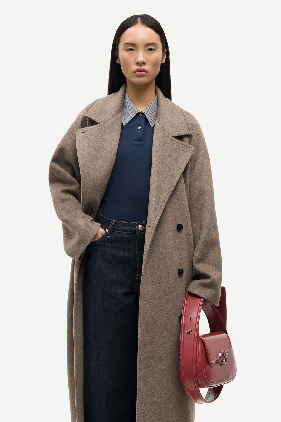 Sahannen Coat - 16269 Lead Gray Mel. - modellbilde nær