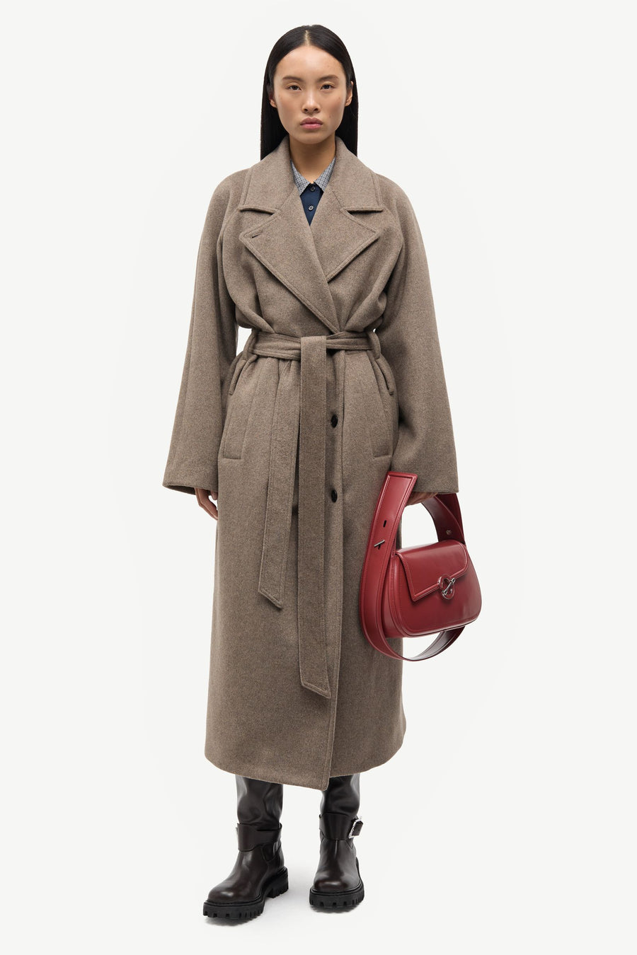 Sahannen Coat - 16269 Lead Gray Mel. - modellbilde forfra 2