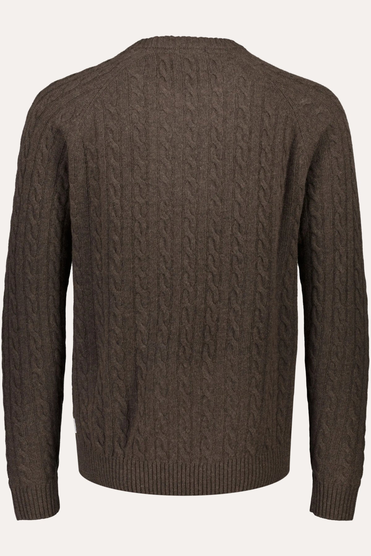 Lambswool Raglan Cable O-Neck Dk Brown Mel