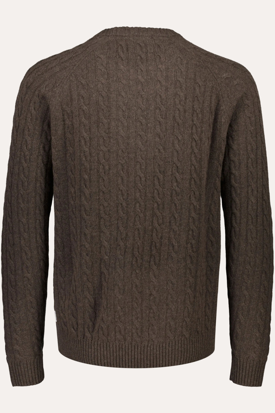 Lambswool Raglan Cable O-Neck Dk Brown Mel