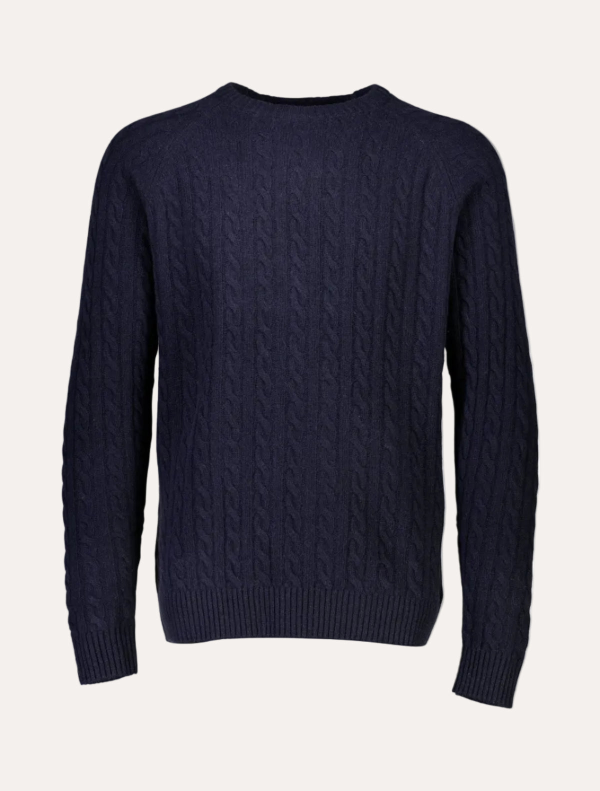 Lambswool Raglan Cable O-Neck Navy