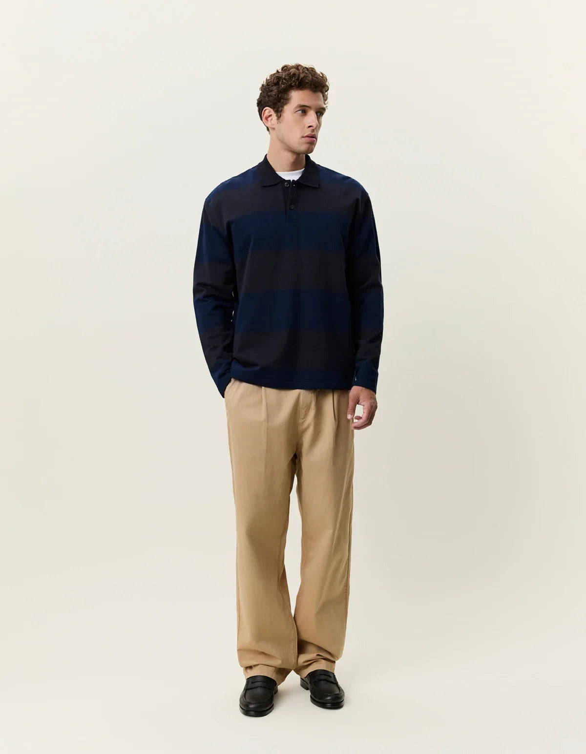 Striped LS Polo Shirt Dark Navy
