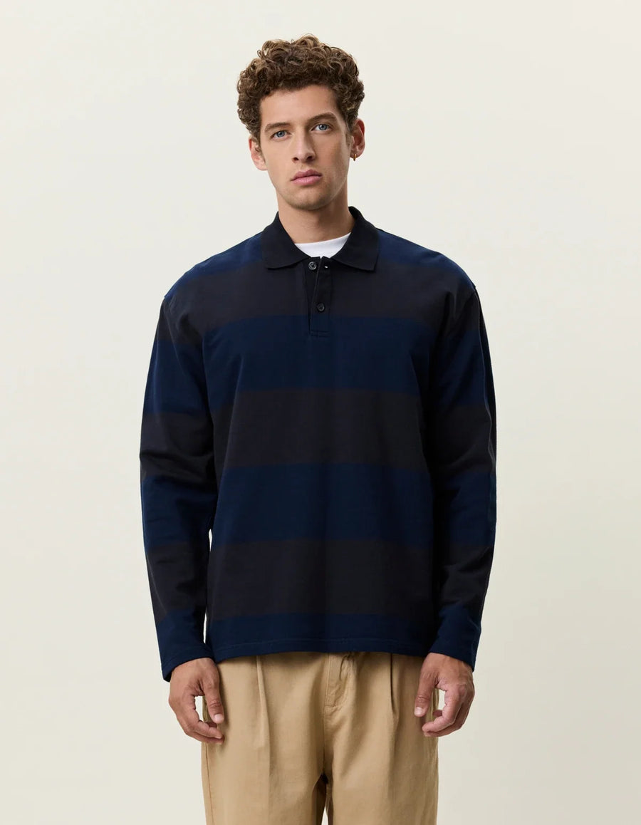 Striped LS Polo Shirt Dark Navy
