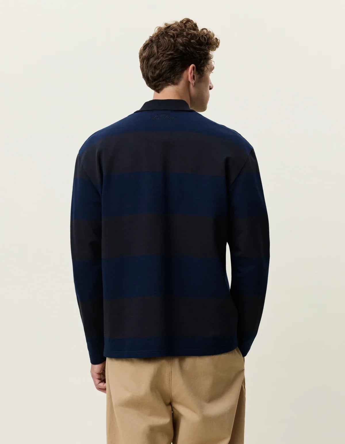 Striped LS Polo Shirt Dark Navy